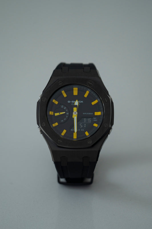 OAK RUBBER - BLACK ON BLACK WITH YELLOW