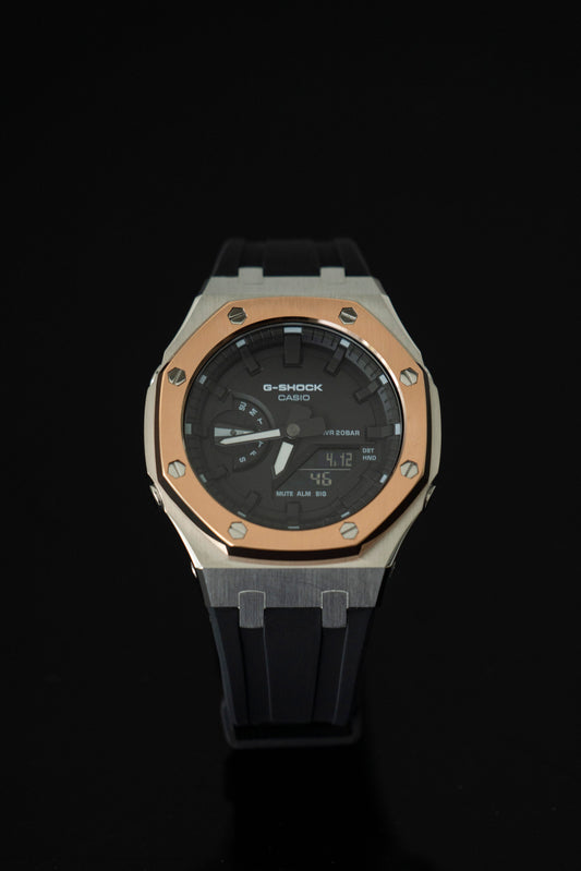 OAK RUBBER - BLACK ON BLACK & ROSE GOLD