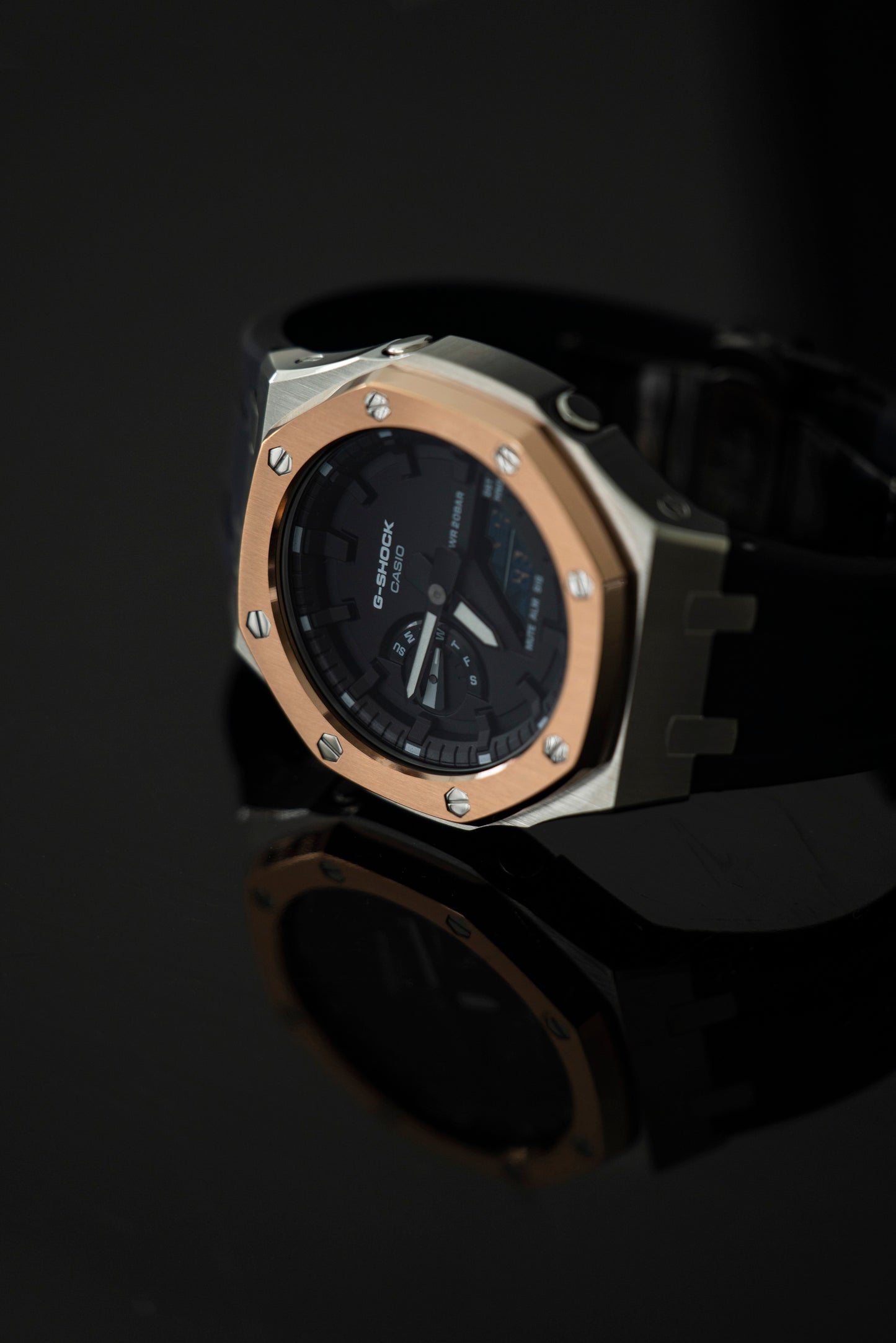 OAK RUBBER - BLACK ON BLACK & ROSE GOLD